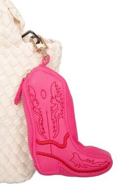 NEW KATYDID women's western boot coin purse bag charm in hot pink